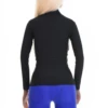 Close-fitting microfiber tee with a mock neckline, breathable stretch fabric and an easy pull-on shape.