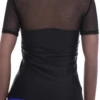 Ventilated open-knit mesh women's tee with stretch microfiber, slim close-fitting shape and short sleeves.