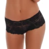 Floral lace boyshorts with scalloped edges and a squared leg, a delicate sheer take on the everyday pair.