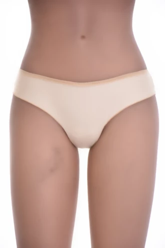 High-rise microfiber thong in a smooth fine knit that stays invisible under fitted clothing, a settled cut.