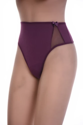 Cotton-blend high-waist thong that rises high on the front for light tummy coverage, everyday staple.