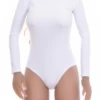 Women's microfiber bodysuit with mock neck and long sleeves over a brazilian cut, a smooth invisible base.