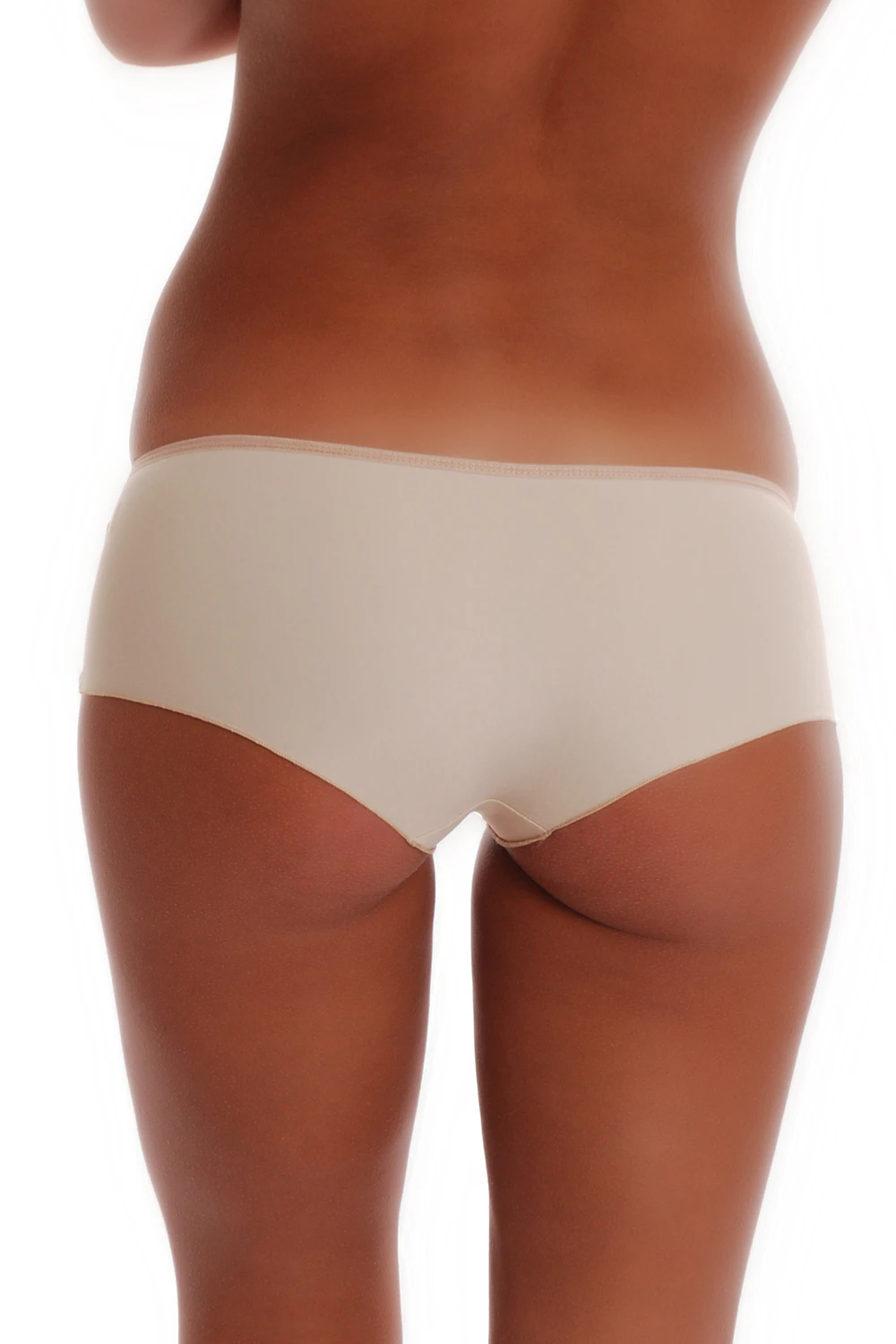 Smooth-knit microfiber boyshort briefs for women, flat against the skin with clean edges and full coverage.