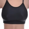 Soft-cup microfiber bralette in black with no wires or padding, smooth and flat under a t-shirt or closer top.