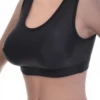 Women's microfiber bralette in black with soft wireless cups, wide straps and a scoop neckline.