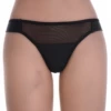Breathable microfiber Brazilian panties with a mesh panel and open sides, a smooth no-show low-rise pair.