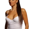 Women's microfiber camisole with a built-in molded cup and wide straps under a scoop neckline.