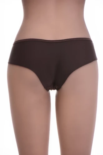 Soft microfiber boyshorts with decorative lace sides over a no-show body, a touch of texture on a smooth pair.