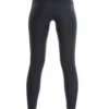 Black high-waisted microfiber leggings, full-length back view with a smooth figure-hugging silhouette