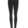 Black high-waisted microfiber leggings, full-length back view with a smooth figure-hugging silhouette
