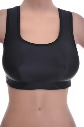 Soft-cup microfiber racerback bralette in black with no wires or padding, smooth for a clean line under a t-shirt.