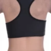 Smooth black microfiber racerback bralette with wide straps drawn in towards the spine, hidden under wider necklines.
