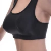 Women's microfiber racerback bralette in black with soft wireless cups, wide straps and a scoop neckline.