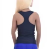 Microfiber racerback tank with a low scoop neckline, keeping its shape and stretch through repeated washing.