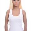 Women's microfiber racerback tank top with wide straps and a scoop neckline in a smooth slim cut.