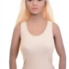 Microfiber tank with a low scoop and racerback straps, light and smooth for layering under wider necklines.