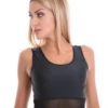 Women's microfiber tank top in black with wide straps and a scoop neckline in a smooth slim cut.