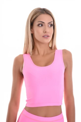 Women's microfiber tank top in soft pink with wide straps and a scoop neckline in a smooth slim cut.
