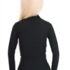 Smooth microfiber long-sleeve tee with a high mock neck and stretch slim line that follows the figure.