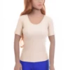 Women's microfiber tee with a scoop neckline and short sleeves, a smooth close slim cut for daily wear.