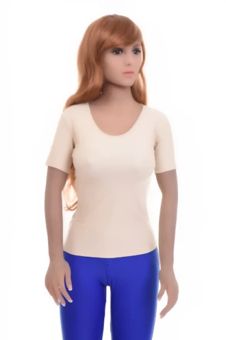 Women's microfiber tee with a scoop neckline and short sleeves, a smooth close slim cut for daily wear.