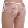 Women's printed mesh boyshorts by Tiara Galiano in a cream-and-brown abstract print with ribbon lace-up sides.