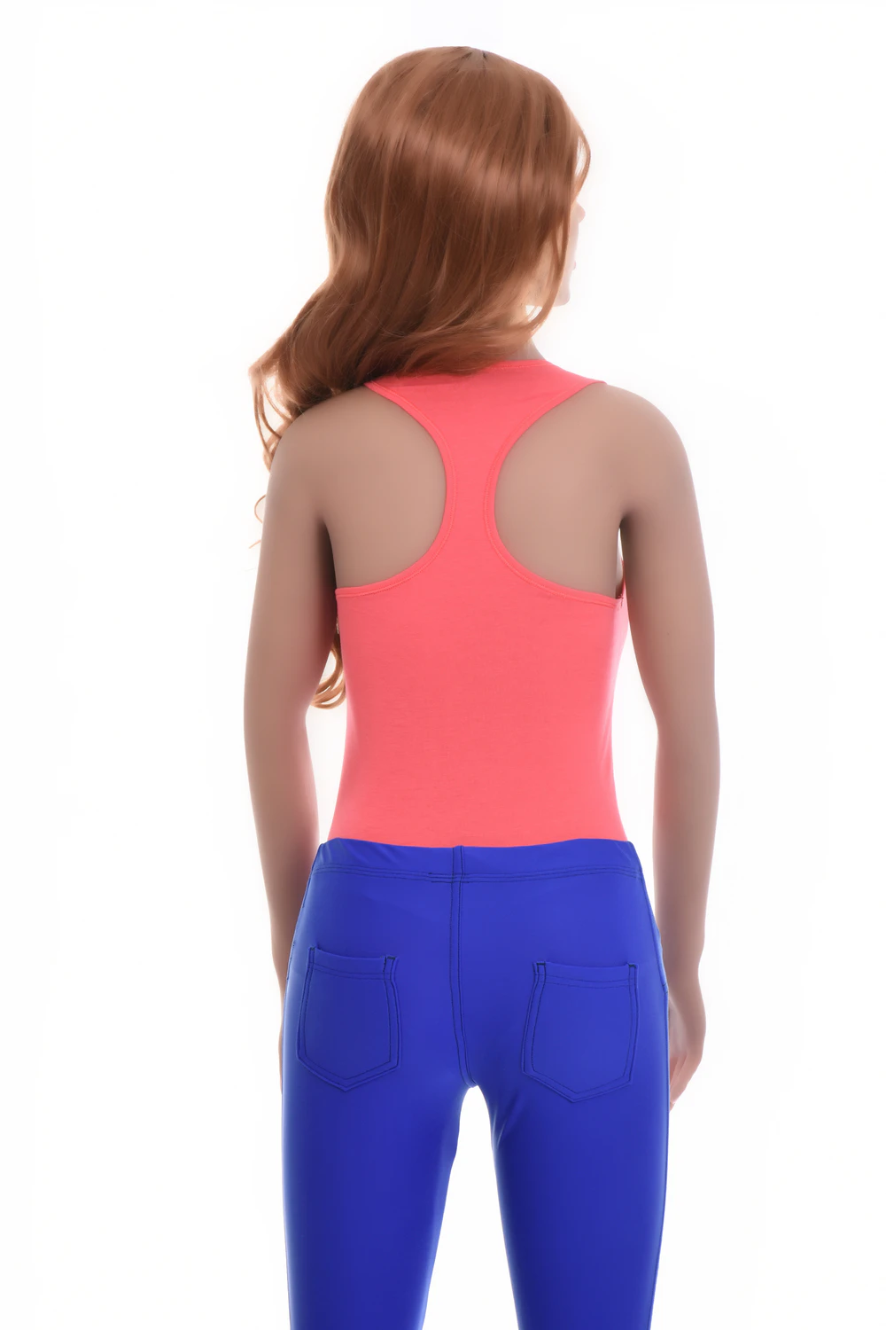 Women's racerback cotton-blend bodysuit with scoop neck, breathable sporty layer for everyday wear.