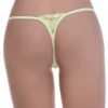 Soft grey-green dotted-mesh lace G-string with a clean line and scalloped waist, a muted minimal-coverage cut.