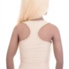 Sleeveless fine microfiber racerback tank with a scoop neckline, a close slim shape that follows the figure.