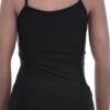 Sleeveless microfiber camisole with thin straps and a low scoop, an easy pull-on layer for warm weather.