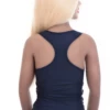 Sleeveless microfiber tank with a racerback and low scoop, smooth and light with an easy pull-on shape.