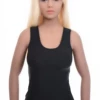 Sleeveless microfiber racerback tank with stretch and a scoop neck, an easy pull-on layer that lies flat.