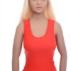 Smooth sleeveless microfiber tank with racerback straps and a low scoop, an easy base under wider necklines.