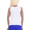 Sleeveless microfiber tank with wide straps and a low scoop, an easy pull-on layer worn on its own or under a shirt.