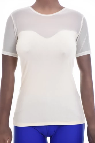 Slim cotton-blend tee with soft stretch, a round neck and short sleeves that lies flat for layering.