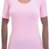 Slim cotton-blend tee with soft stretch, a scoop neck and short sleeves that lies flat for layering.