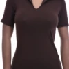 Slim cotton-blend tee with soft stretch, a V-neck and short sleeves that lies flat for layering.