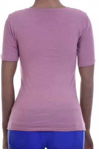 Slim cotton tee with short sleeves and a low scoop, soft and breathable with an easy pull-on shape.