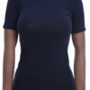 Slim cotton tee with short sleeves and a mock neck, soft and breathable with an easy pull-on shape.
