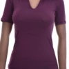 Slim fitted cotton tee with an open V-neck and short sleeves, soft and close against the skin.