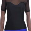 Slim mesh-microfiber tee with a clean round neckline and short sleeves, ventilated and smooth on the skin.