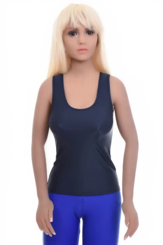 Slim smooth microfiber tank with racerback straps and stretch, a scoop neck that lies flat under tops.