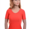 Slim smooth microfiber scoop-neck tee, light and feminine with an easy pull-on shape for layering.