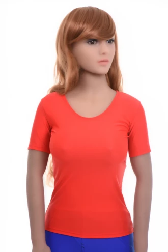 Slim smooth microfiber scoop-neck tee, light and feminine with an easy pull-on shape for layering.