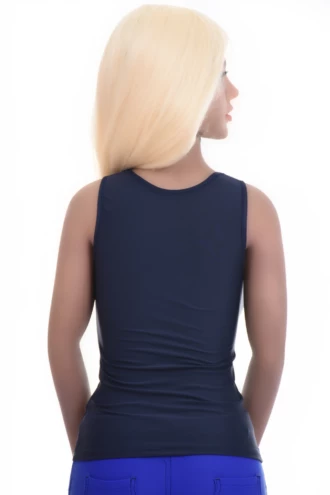 Slim smooth microfiber tank with wide straps and stretch, a scoop neck that lies flat under a shirt.