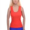 Smooth microfiber tank with a scoop neck and wide straps that cover a bra strap, a close slim everyday layer.
