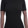 Soft body-skimming cotton tee with a high mock neck, a light layer that lies flat under an open shirt.
