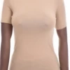Soft breathable cotton tee with a mock neckline, a slim close fit and short sleeves for comfortable daily wear.