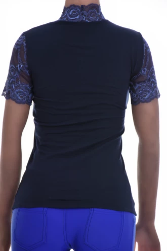 Soft cotton tee with a finer lace finish and stretch, a close long-sleeve shape for everyday dressed-up wear.
