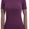 Soft fitted cotton-blend tee with a mock neckline and short sleeves, comfortable and light for daily wear.